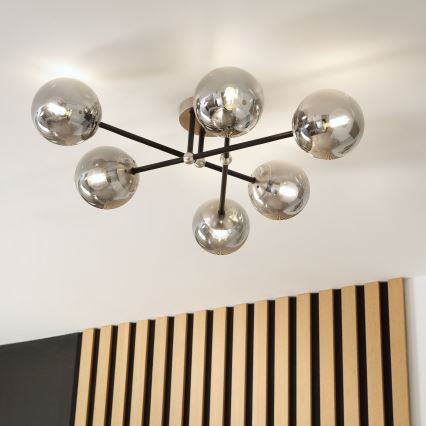 Brilagi - Stropni luster MALIVA za površinsku montažu 6xE14/15W/230V matni krom/zadimljeno staklo