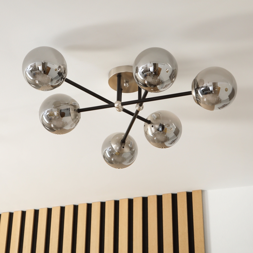 Brilagi - Stropni luster MALIVA za površinsku montažu 6xE14/15W/230V matni krom/zadimljeno staklo