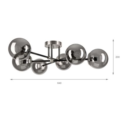 Brilagi - Stropni luster MALIVA za površinsku montažu 6xE14/15W/230V matni krom/zadimljeno staklo
