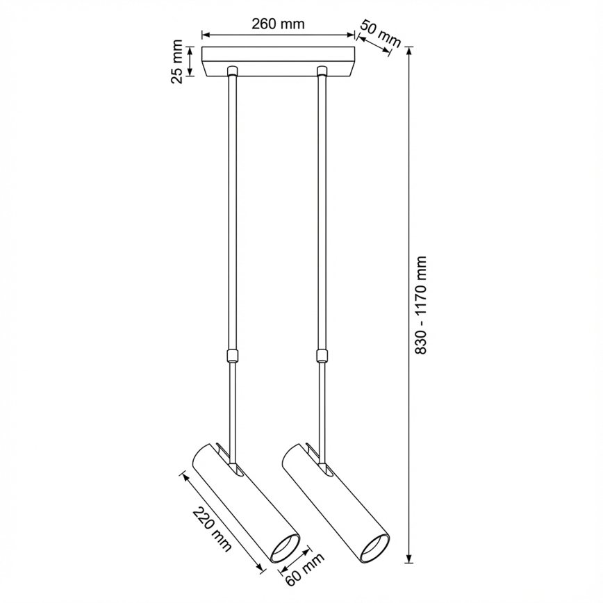 Brilagi - Stropni luster na štapu SELE 2xGU10/30W/230V crni