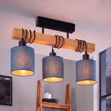 Brilagi - Stropni luster NUBILA 3xE27/60W/230V borovina/tamno plava
