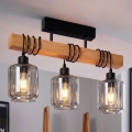 Brilagi - Stropni luster WOOD GLASS 3xE27/60W/230V borovina/crna/dimljeno bež