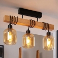 Brilagi - Stropni luster WOOD GLASS 3xE27/60W/230V borovina/crna/zadimljeno smeđa