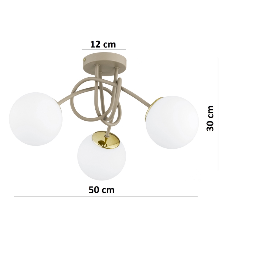 Brilagi - Stropni luster za površinsku montažu MILO ECRU 3xE27/60W/230V bež/zlatna