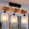 Brilagi - Stropni luster za površinsku montažu WOOD GLASS 3xE27/60W/230V borovina/crna/bijela