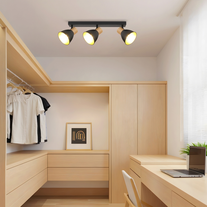 Brilagi - Stropni reflektor ODENSE 3xE14/10W/230V drvo/crna