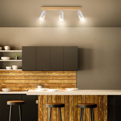 Brilagi - Stropni reflektor SELE 3xGU10/30W/230V bijela/dekor hrasta
