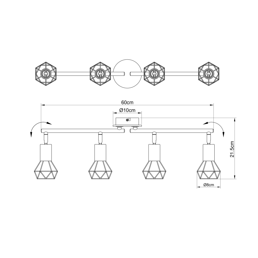Brilagi - Stropni spot CAGE 4xE14/40W/230V