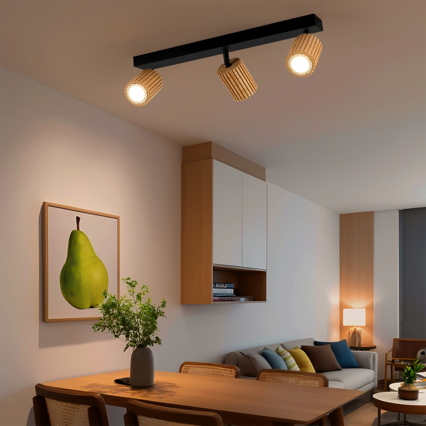 Brilagi - Stropni spot MODERN WOOD 3xGU10/8W/230V drvo/crna