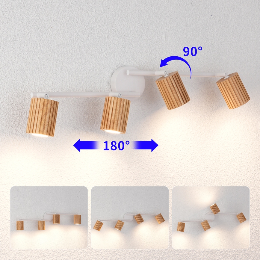 Brilagi - Stropni spot MODERN WOOD 4xGU10/8W/230V drvo/bijela