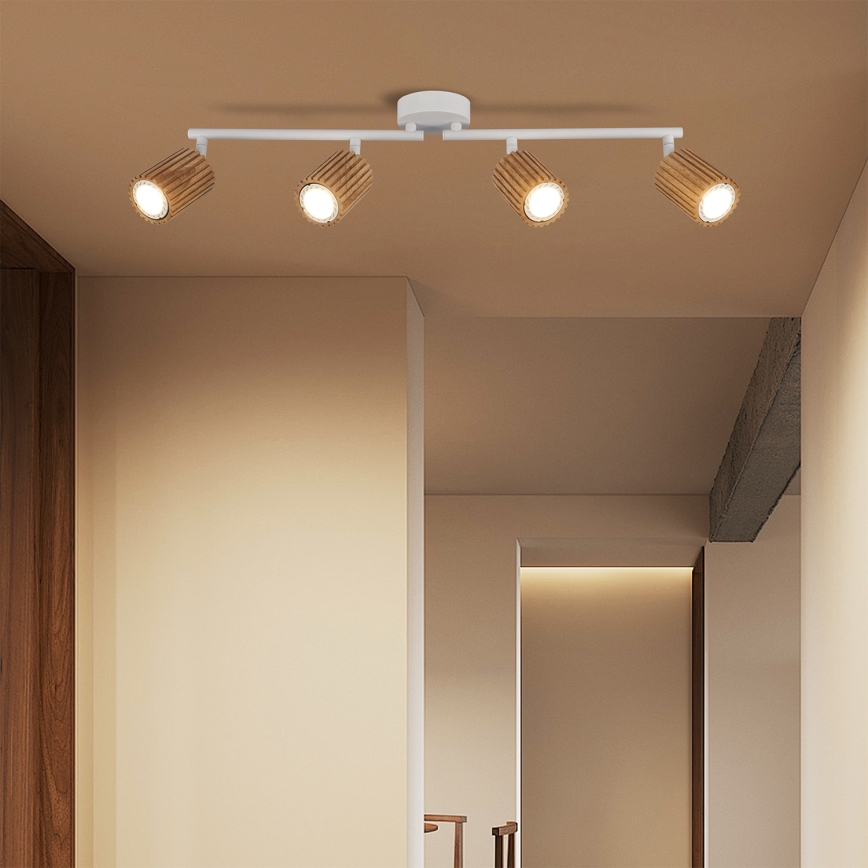 Brilagi - Stropni spot MODERN WOOD 4xGU10/8W/230V drvo/bijela