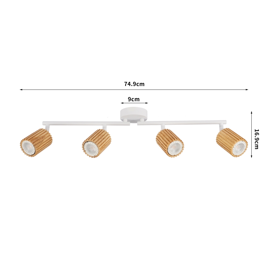 Brilagi - Stropni spot MODERN WOOD 4xGU10/8W/230V drvo/bijela