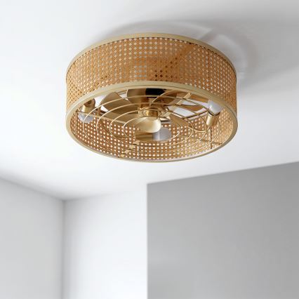 Brilagi - Stropni ventilator 4xE27/40W/230V Ø 50 cm bambus + daljinsko upravljanje