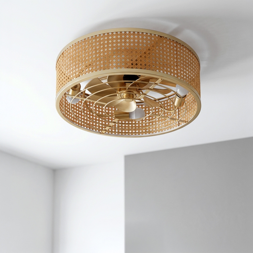 Brilagi - Stropni ventilator 4xE27/40W/230V Ø 50 cm bambus + daljinsko upravljanje