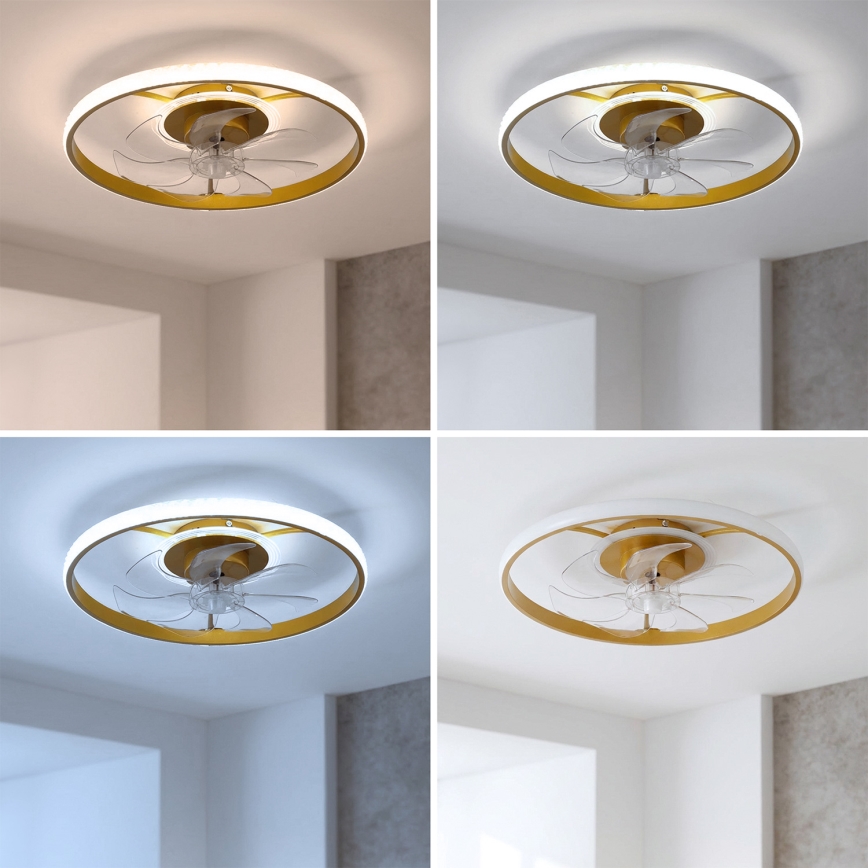 Brilagi - LED prigušiv stropni ventilator LED/66W/230V 3000-6500K Ø 55 cm bijela/zlatna + daljinski upravljač