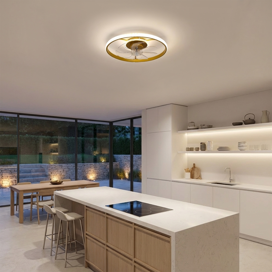 Brilagi - LED prigušiv stropni ventilator LED/66W/230V 3000-6500K Ø 55 cm bijela/zlatna + daljinski upravljač