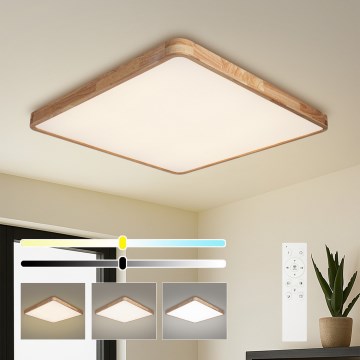 Brilagi - stropno LED svjetlo s prigušivanjem WOODLINE SQUARE LED/100W/230V 3000-6000K hrast 80x80 cm + daljinsko upravljanje