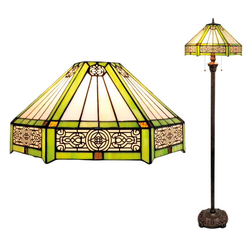 BRILAGI - Tiffany vitražna podna lampa EMERALD 2xE27/60W/230V