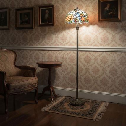 Brilagi - Tiffany vitražna podna lampa JUNGLE 2xE27/60W/230V