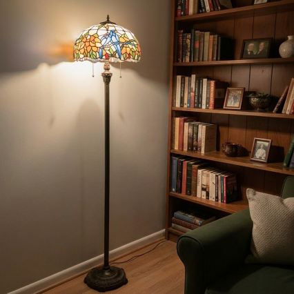 Brilagi - Tiffany vitražna podna lampa JUNGLE 2xE27/60W/230V
