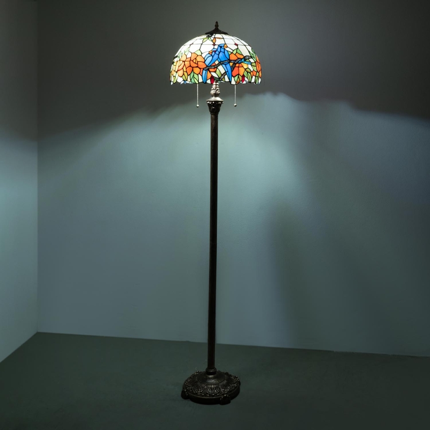 Brilagi - Tiffany vitražna podna lampa JUNGLE 2xE27/60W/230V
