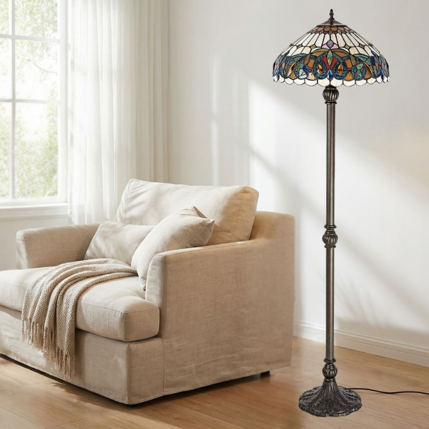 Brilagi - Tiffany vitražna podna lampa LUISA 2xE27/60W/230V
