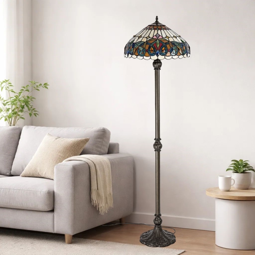 Brilagi - Tiffany vitražna podna lampa LUISA 2xE27/60W/230V