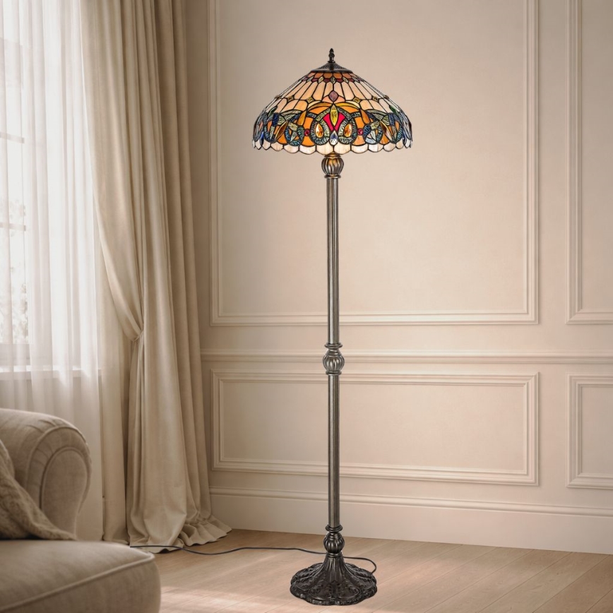 Brilagi - Tiffany vitražna podna lampa LUISA 2xE27/60W/230V