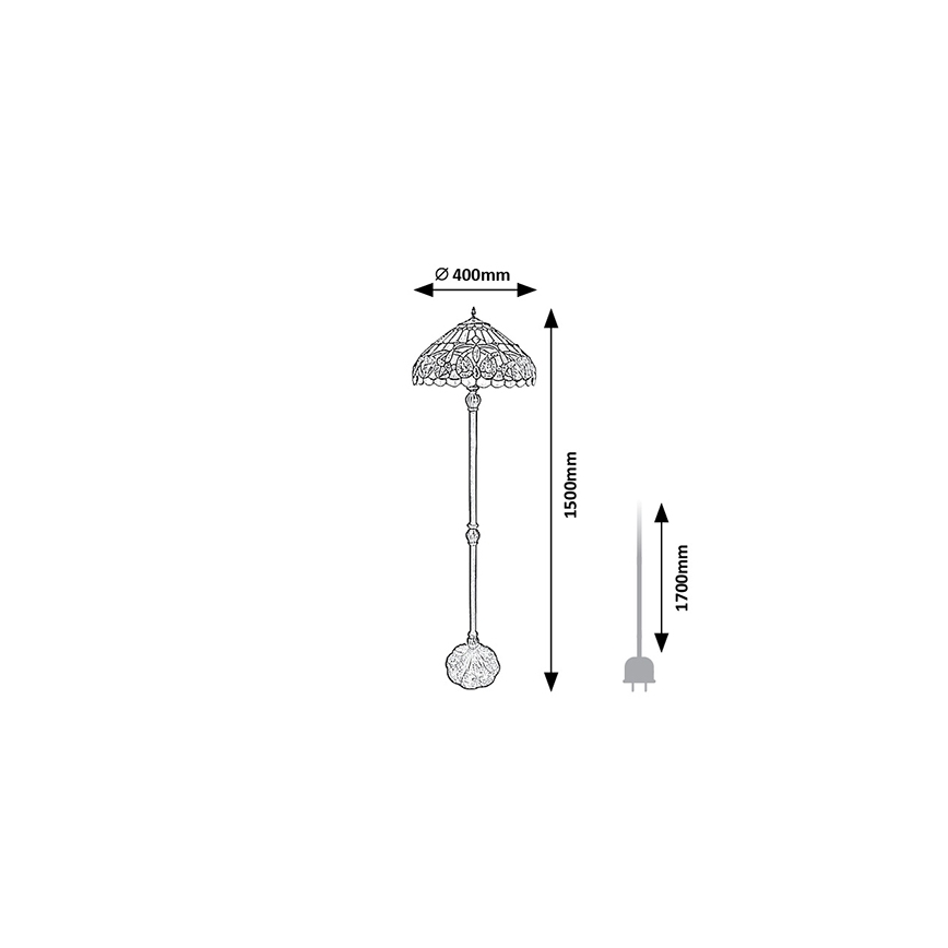 Brilagi - Tiffany vitražna podna lampa LUISA 2xE27/60W/230V