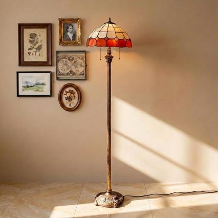 Brilagi - Tiffany vitražna podna lampa SIENNA 2xE27/60W/230V