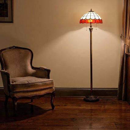 Brilagi - Tiffany vitražna podna lampa SIENNA 2xE27/60W/230V