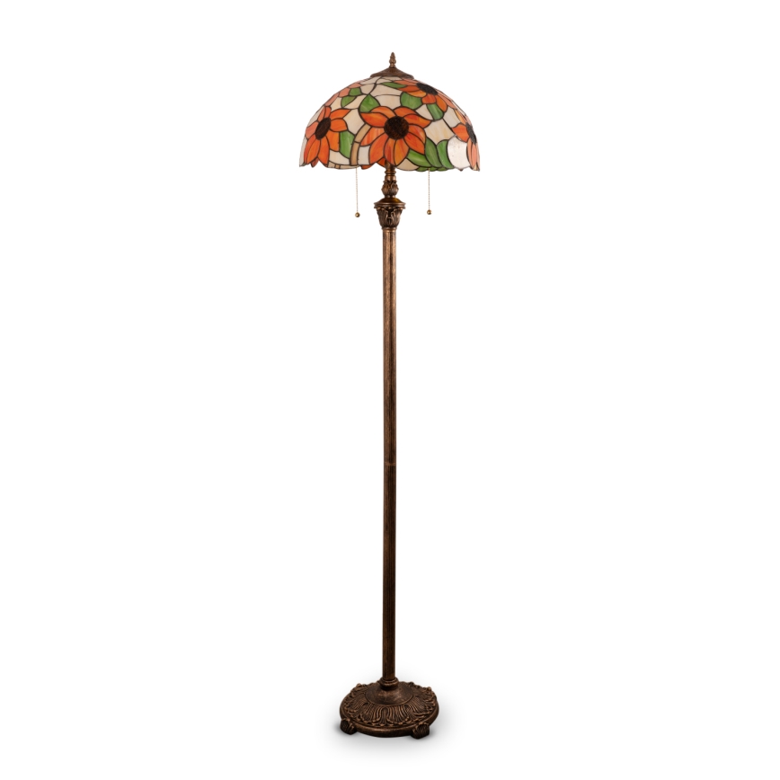 Brilagi - Tiffany vitražna podna lampa SUNFLOWER 2xE27/60W/230V