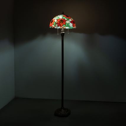 Brilagi - Tiffany vitražna podna lampa SUNFLOWER 2xE27/60W/230V