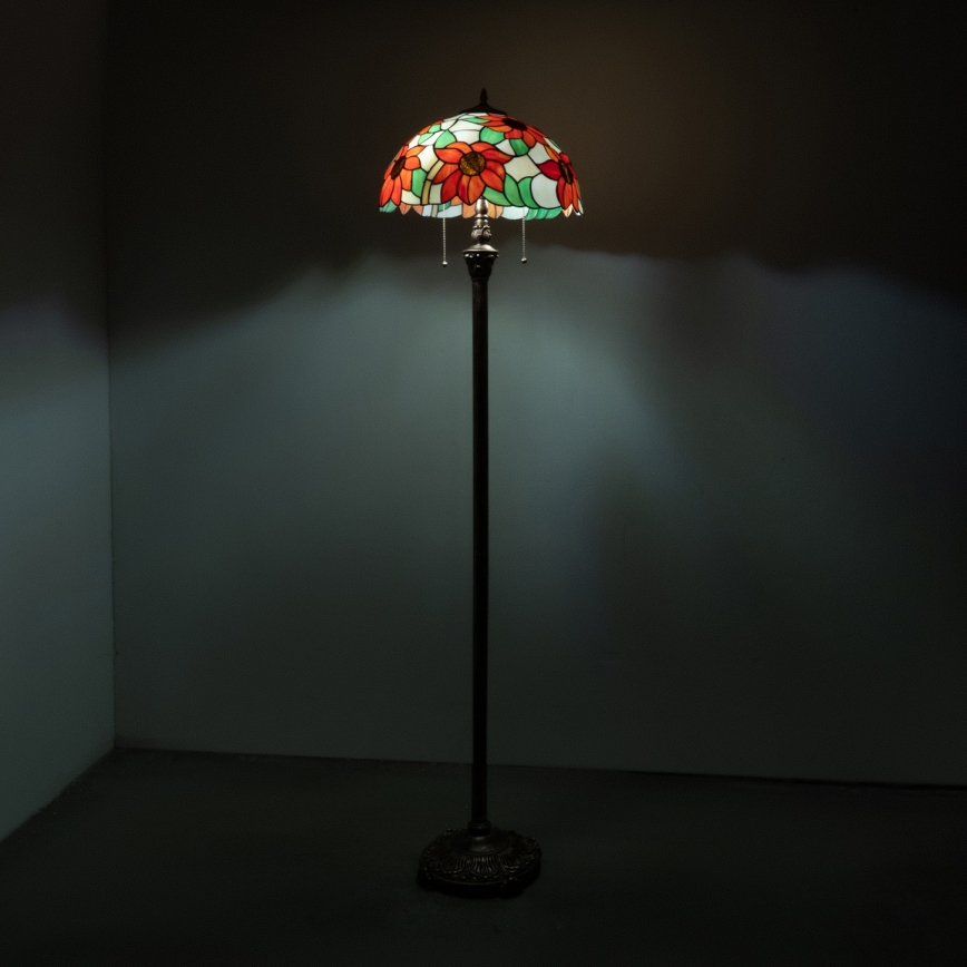 Brilagi - Tiffany vitražna podna lampa SUNFLOWER 2xE27/60W/230V