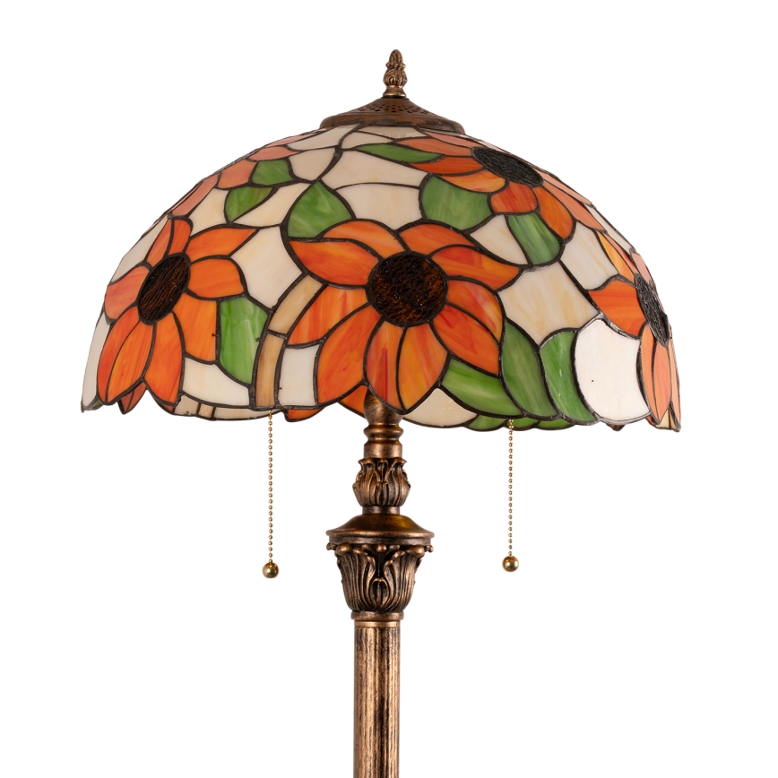 Brilagi - Tiffany vitražna podna lampa SUNFLOWER 2xE27/60W/230V