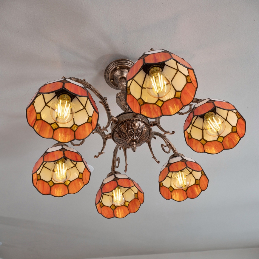 Brilagi - Tiffany vitražna prislonjena stropna svjetiljka SIENNA 6xE27/60W/230V Ø 60 cm