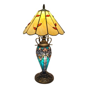Brilagi - Tiffany vitražna stolna lampa FOLIA 1xE27/60W/230V + 1xE14/40W