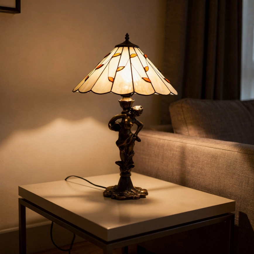 Brilagi - Tiffany vitražna stolna lampa FOLIA 1xE27/60W/230V