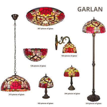 Brilagi - Tiffany vitražna stolna lampa GARLAN 1xE27/40W/230V