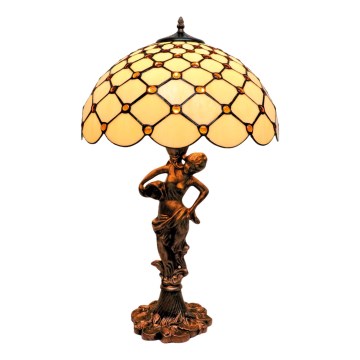 BRILAGI - Tiffany vitražna stolna lampa IVORY SMOOTH 1xE27/60W/230V