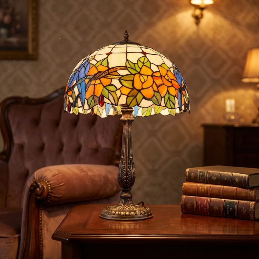Brilagi - Tiffany vitražna stolna lampa JUNGLE 2xE27/60W/230V