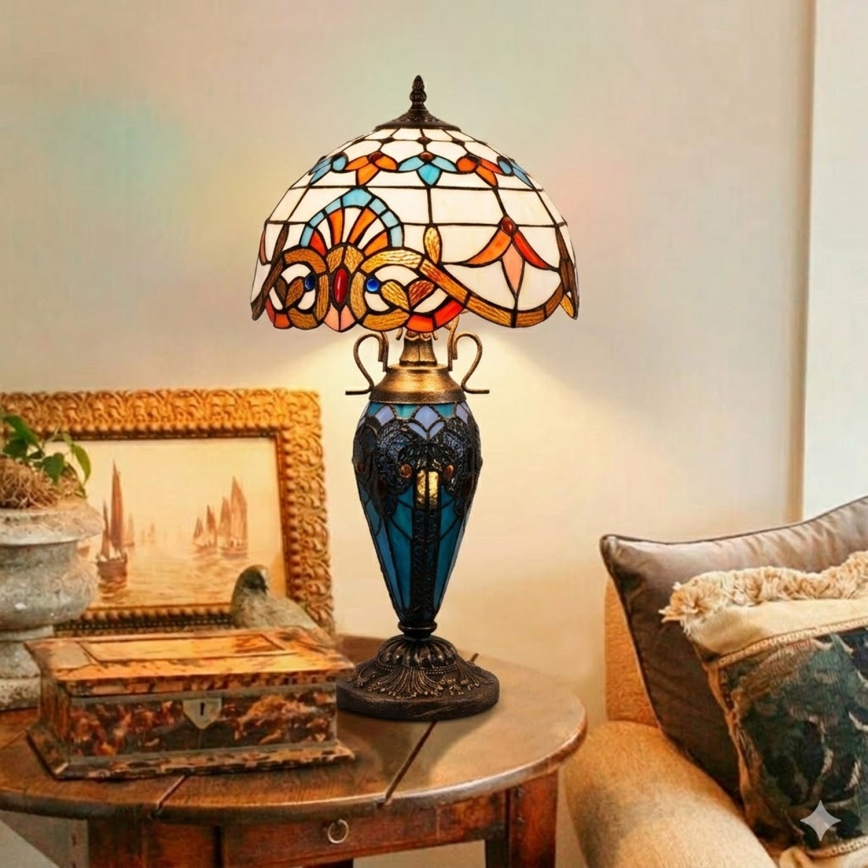 Brilagi - Tiffany vitražna stolna lampa MIRABELLA 1xE27/60W/230V + 1xE14/40W