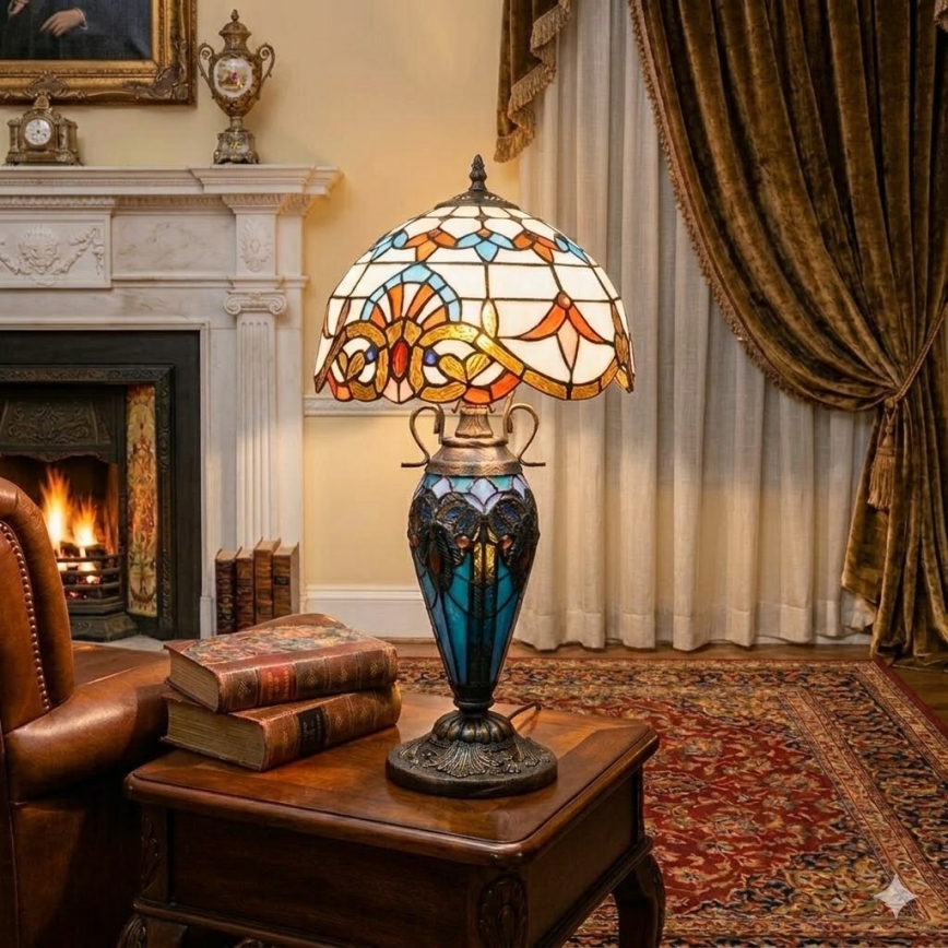 Brilagi - Tiffany vitražna stolna lampa MIRABELLA 1xE27/60W/230V + 1xE14/40W
