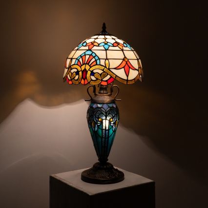 Brilagi - Tiffany vitražna stolna lampa MIRABELLA 1xE27/60W/230V + 1xE14/40W