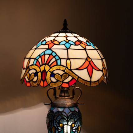 Brilagi - Tiffany vitražna stolna lampa MIRABELLA 1xE27/60W/230V + 1xE14/40W