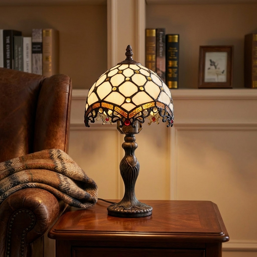 Brilagi - Tiffany vitražna stolna lampa SLONOVAČA 1xE27/60W/230V