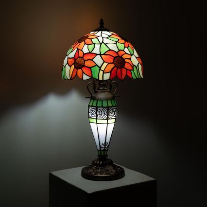 Brilagi - Tiffany vitražna stolna lampa SUNFLOWER 1xE27/60W/230V + 1xE14/40W