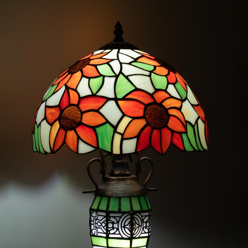 Brilagi - Tiffany vitražna stolna lampa SUNFLOWER 1xE27/60W/230V + 1xE14/40W