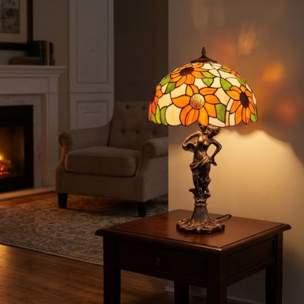 Brilagi - Tiffany vitražna stolna lampa SUNFLOWER 1xE27/60W/230V