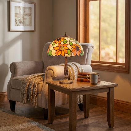 Brilagi - Tiffany vitražna stolna lampa SUNFLOWER 2xE27/60W/230V